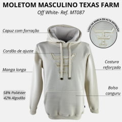 Moletom Masculino Texas Farm Modelo Canguru Off White Ref: MT087