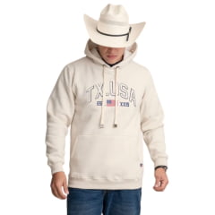 Moletom Masculino Texas Farm Modelo Canguru Off White TX. USA XX15 Ref: MT118