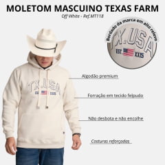 Moletom Masculino Texas Farm Modelo Canguru Off White TX. USA XX15 Ref: MT118