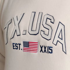 Moletom Masculino Texas Farm Modelo Canguru Off White TX. USA XX15 Ref: MT118
