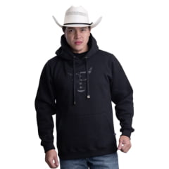 Moletom Masculino Texas Farm Modelo Canguru Preto Ref: MT087
