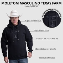 Moletom Masculino Texas Farm Modelo Canguru Preto Ref: MT087