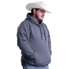 Moletom Masculino Texas Farm Plus Size Bolso Canguru Cinza Chumbo Ref: MT087