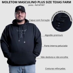 Moletom Masculino Texas Farm Plus Size Bolso Canguru Preto Ref: MT087