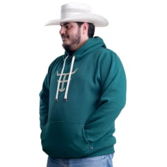 Moletom Masculino Texas Farm Plus Size Bolso Canguru Verde Bandeira Logo Bege Ref: MT056