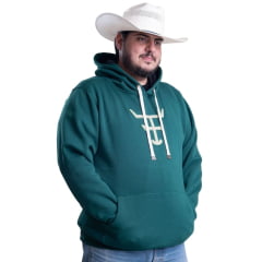 Moletom Masculino Texas Farm Plus Size Bolso Canguru Verde Bandeira Logo Bege Ref: MT056