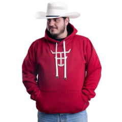 Moletom Masculino Texas Farm Plus Size Bolso Canguru Vermelho Bordô Logo Bege Ref: MT056