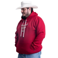 Moletom Masculino Texas Farm Plus Size Bolso Canguru Vermelho Bordô Logo Bege Ref: MT056