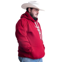 Moletom Masculino Texas Farm Plus Size Bolso Canguru Vermelho Bordô Logo Bege Ref: MT056