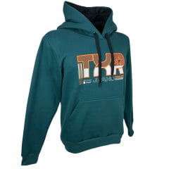 Moletom Masculino Texas Road Modelo Canguru Com Capuz Cor Verde Escuro Com Estampa Laranja