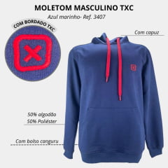 Moletom Masculino Txc Azul Marinho C/ Cordão Vermelho manga longa Com Capuz Ref:3407