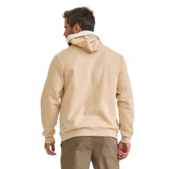 Moletom Masculino TXC Com Capuz Modelo Canguru Areia Com Logo Bordado Branco Ref:3466