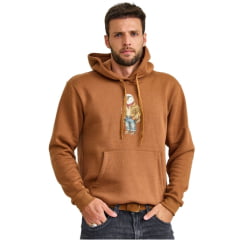 Moletom Masculino TXC Com Capuz Modelo Canguru Marrom Estampado Ref:3505