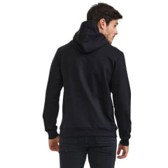 Moletom Masculino TXC Com Capuz Modelo Canguru  Preto Com Aplique De Couro Preto Ref:3472