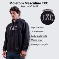 Moletom Masculino Txc Preto Com Capuz E Cordão Manga Longa - Ref. 3442