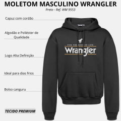 Moletom Masculino Wrangler Com Capuz Preto Com Estampa Ref:WM9553