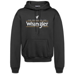 Moletom Masculino Wrangler Com Capuz Preto Com Estampa Ref:WM9553