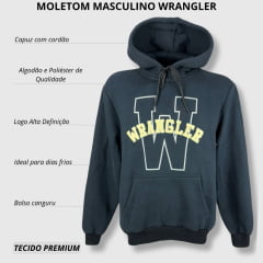 Moletom Masculino Wrangler Preto Modelo Canguru Com Capuz e Logo Estampado em Amarelo Ref.WM9547PR