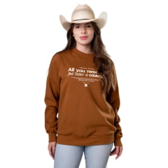 Moletom Unissex Texas Farm Gola Careca Texas Essence Caramelo/OFF White REF:0001