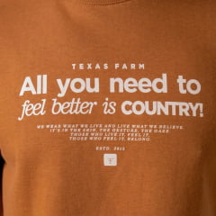 Moletom Unissex Texas Farm Gola Careca Texas Essence Caramelo/OFF White REF:0001