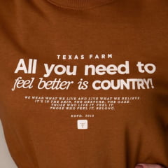 Moletom Unissex Texas Farm Gola Careca Texas Essence Caramelo/OFF White REF:0001