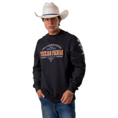 Moletom Unissex Texas Farm Preto Gola Careca Race Start Preto/Caramelo REF:MTC004