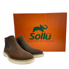 Sapato Masculino Sollu Couro Óleo Brown Solado Off White Linha Vegas Ref:39250