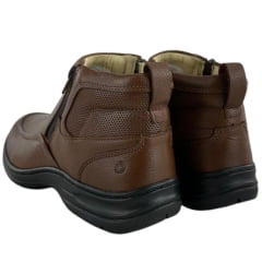 Botina Masculina Sollu Couro Soft Cacau Zíper Solado Preto New Absolut - REF:9936C