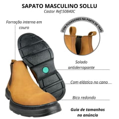 Botina Masculino Sollu Couro Óleo Brush Castor Solado Preto Ref:50840C