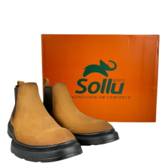 Botina Masculino Sollu Couro Óleo Brush Castor Solado Preto Ref:50840C