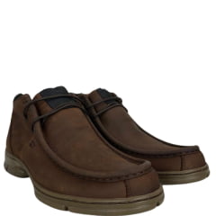 Sapato Destroyer Masculina Anatomic Gel Couro Rústico Conhaque Vacum Café Sola 360 Ambar Ref:7868