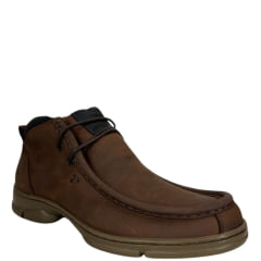 Sapato Destroyer Masculina Anatomic Gel Couro Rústico Conhaque Vacum Café Sola 360 Ambar Ref:7868