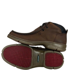 Sapato Destroyer Masculina Anatomic Gel Couro Rústico Conhaque Vacum Café Sola 360 Ambar Ref:7868