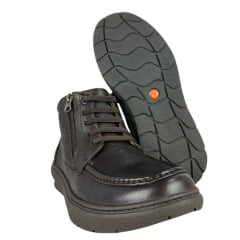 Sapato Masculino Anatômic Gel Couro Floater T.Moro/Vacum Café Com Zíper Sola 360º Job Neutrol Ref:7264