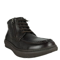 Sapato Masculino Anatômic Gel Couro Floater T.Moro/Vacum Café Com Zíper Sola 360º Job Neutrol Ref:7264