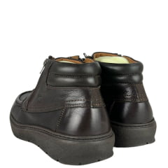 Sapato Masculino Anatômic Gel Couro Floater T.Moro/Vacum Café Com Zíper Sola 360º Job Neutrol Ref:7264