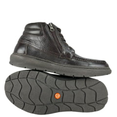 Sapato Masculino Anatômic Gel Couro Floater T.Moro/Vacum Café Com Zíper Sola 360º Job Neutrol Ref:7264