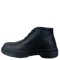 Sapato Masculino Anatomic Gel Couro Mustang Brown Café Com Cadarço Sola 360º Preta Ref:8044