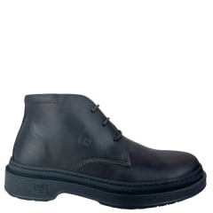 Sapato Masculino Anatomic Gel Couro Mustang Brown Café Com Cadarço Sola 360º Preta Ref:8044