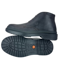 Sapato Masculino Anatomic Gel Couro Mustang Brown Café Com Cadarço Sola 360º Preta Ref:8044