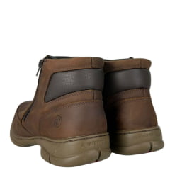 Sapato Masculino Anatomic Gel Couro Rústico Conhaque /Furado Brown C/ 2 Zíper Sola 360º Ambar Ref:7887