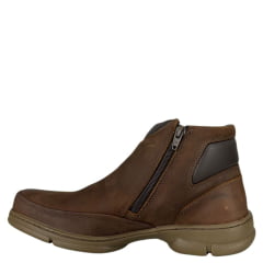 Sapato Masculino Anatomic Gel Couro Rústico Conhaque /Furado Brown C/ 2 Zíper Sola 360º Ambar Ref:7887