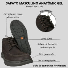 Sapato Masculino Anatomic Gel Couro Rústico T. Moro/Floater Brown Sola 360º Job Neutrol Ref:7262