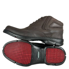 Sapato Masculino Anatomic Gel Couro Rústico T.Moro Furado Brown Sola 360º Ref 7897