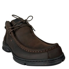 Sapato Masculino Anatomic Gel Couro Rústico T. Moro/Vacum Café Sola 360º Preta/Vermelho Ref:7868