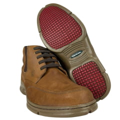 Sapato Masculino Anatomic Gel Couro Vintage Conhaque/Furado Brown Sola 360º Ambar Ref:7897