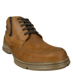 Sapato Masculino Anatomic Gel Couro Vintage Conhaque/Furado Brown Sola 360º Ambar Ref:7897