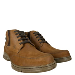 Sapato Masculino Anatomic Gel Couro Vintage Conhaque/Furado Brown Sola 360º Ambar Ref:7897