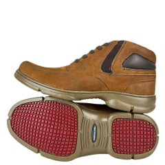 Sapato Masculino Anatomic Gel Couro Vintage Conhaque/Furado Brown Sola 360º Ambar Ref:7897