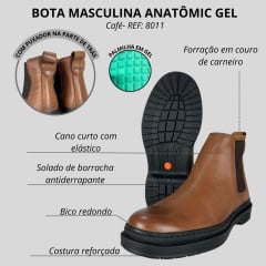 Sapato Masculino Anatomic Gel Floater Oil Conhaque/ Pesponto Café 360º Maxx Preta Ref: 8011